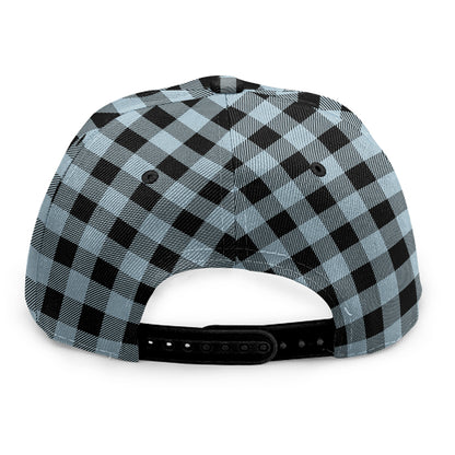 Steel Blue And Black Buffalo Check Print Snapback Cap