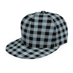 Steel Blue And Black Buffalo Check Print Snapback Cap