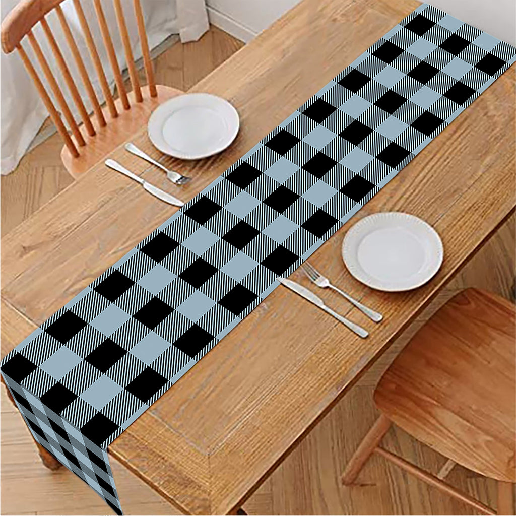 Steel Blue And Black Buffalo Check Print Table Runner