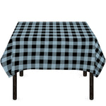 Steel Blue And Black Buffalo Check Print Tablecloth