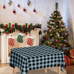 Steel Blue And Black Buffalo Check Print Tablecloth