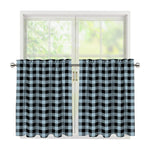 Steel Blue And Black Buffalo Check Print Tier Curtains