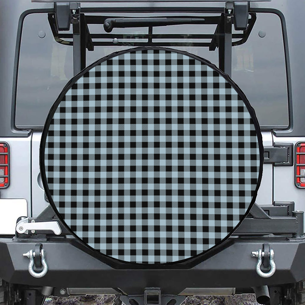 Steel Blue And Black Buffalo Check Print Tire Cover