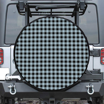 Steel Blue And Black Buffalo Check Print Tire Cover