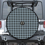 Steel Blue And Black Buffalo Check Print Tire Cover With Camera Hole