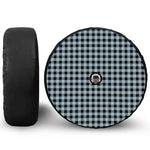 Steel Blue And Black Buffalo Check Print Tire Cover With Camera Hole
