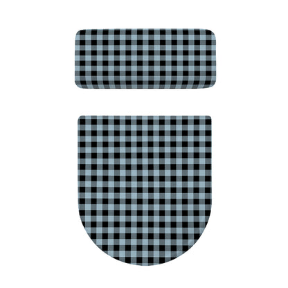 Steel Blue And Black Buffalo Check Print Toilet Lid And Tank Cover Set
