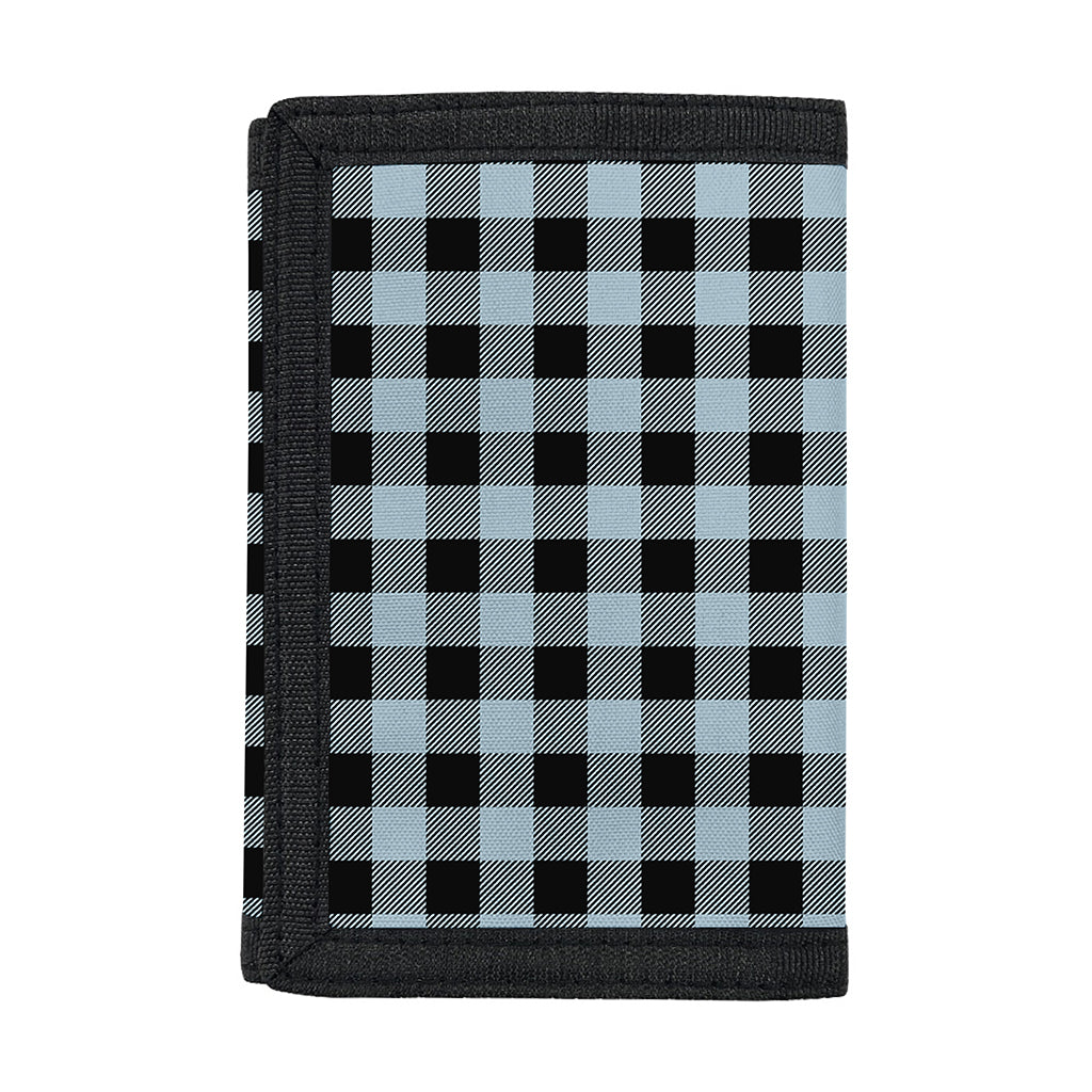 Steel Blue And Black Buffalo Check Print Trifold Wallet