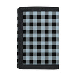 Steel Blue And Black Buffalo Check Print Trifold Wallet