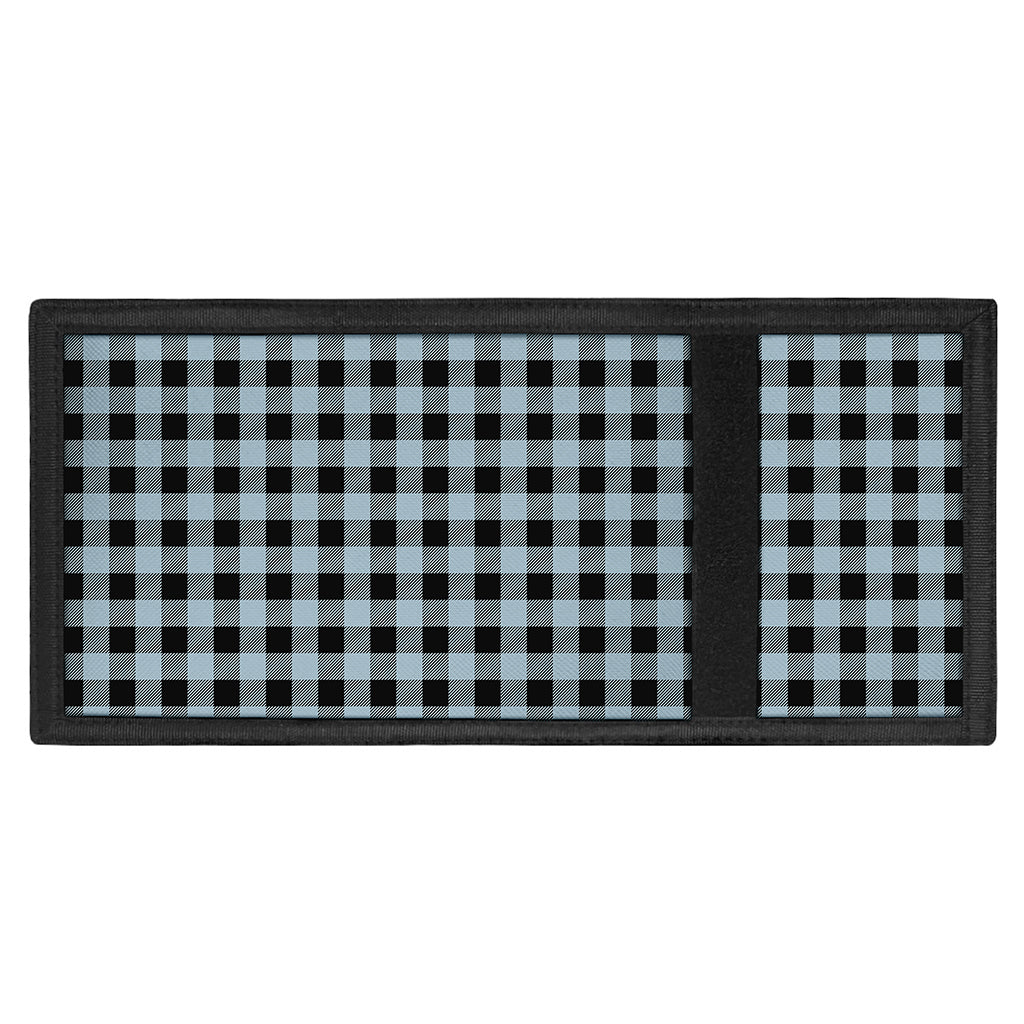 Steel Blue And Black Buffalo Check Print Trifold Wallet