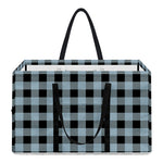 Steel Blue And Black Buffalo Check Print Utility Tote Bag