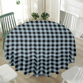 Steel Blue And Black Buffalo Check Print Waterproof Round Tablecloth