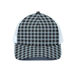 Steel Blue And Black Buffalo Check Print White Mesh Trucker Cap