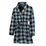 Steel Blue And Black Buffalo Check Print Women's Bathrobe