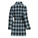 Steel Blue And Black Buffalo Check Print Women's Bathrobe