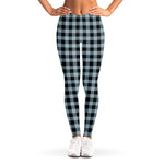 Steel Blue And Black Buffalo Check Print Women's Leggings