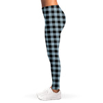 Steel Blue And Black Buffalo Check Print Women's Leggings