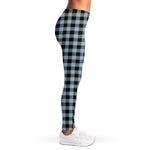 Steel Blue And Black Buffalo Check Print Women's Leggings
