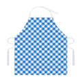 Steel Blue And White Gingham Print Adjustable Apron