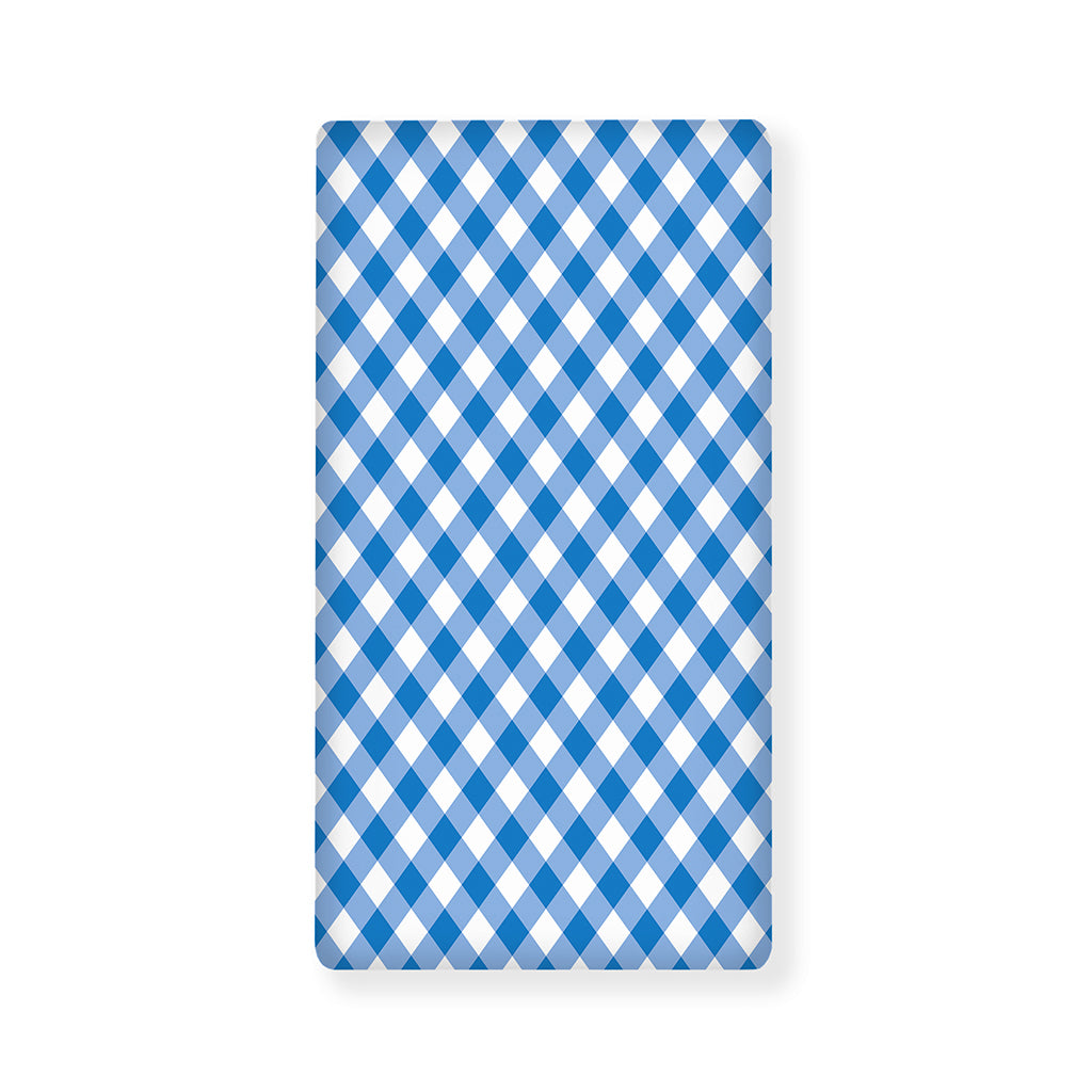 Steel Blue And White Gingham Print Baby Crib Sheet
