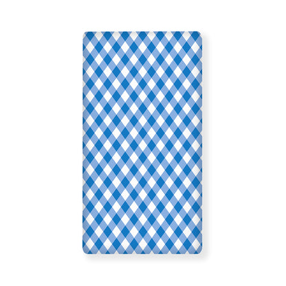 Steel Blue And White Gingham Print Baby Crib Sheet