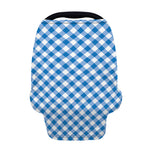 Steel Blue And White Gingham Print Baby Seat Cover