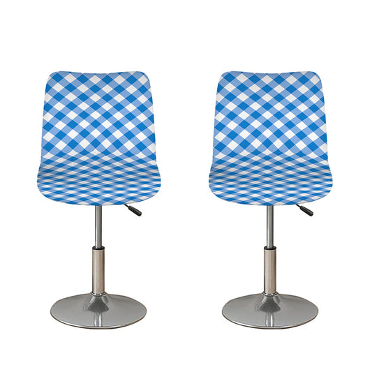 Steel Blue And White Gingham Print Bar Stool Covers