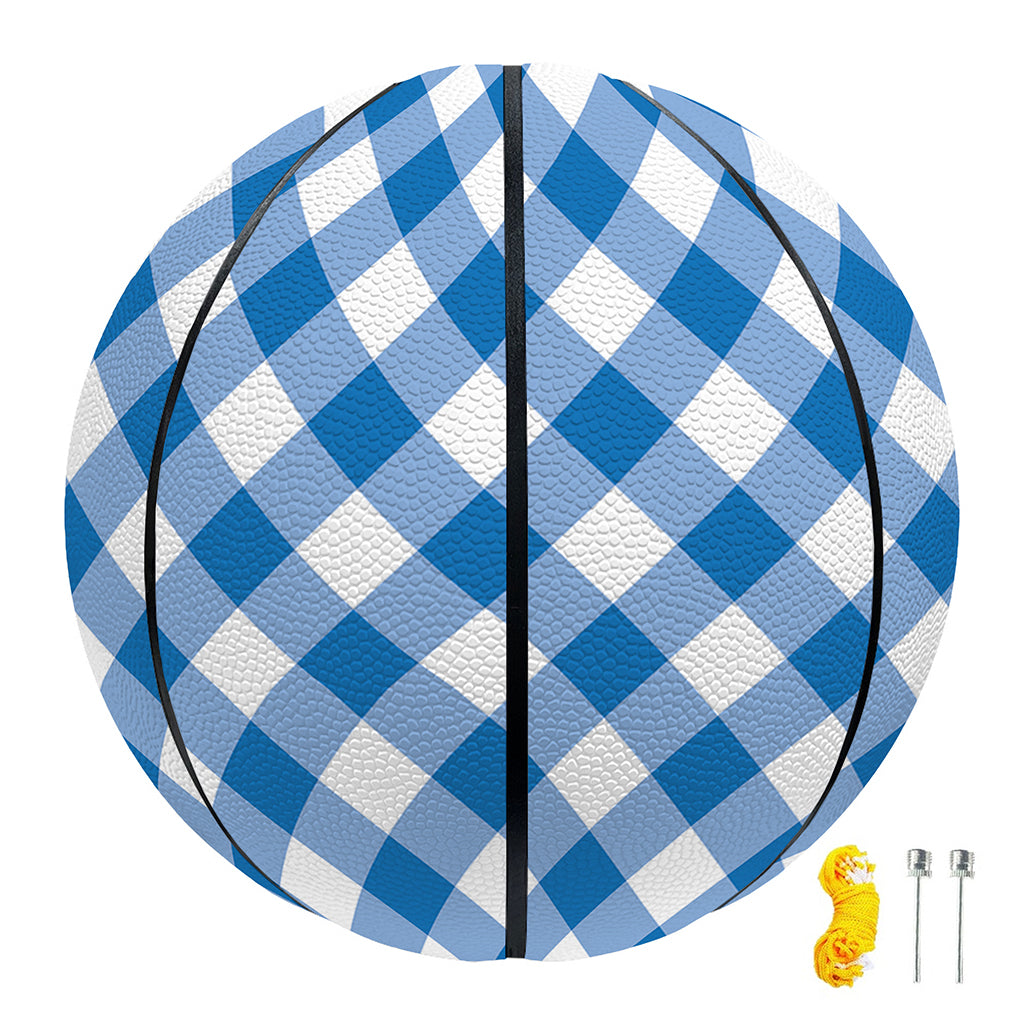 Steel Blue And White Gingham Print Basketball