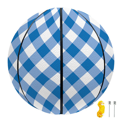 Steel Blue And White Gingham Print Basketball