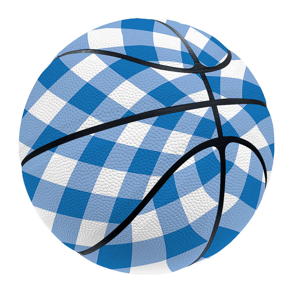 Steel Blue And White Gingham Print Basketball