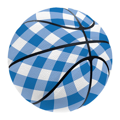 Steel Blue And White Gingham Print Basketball