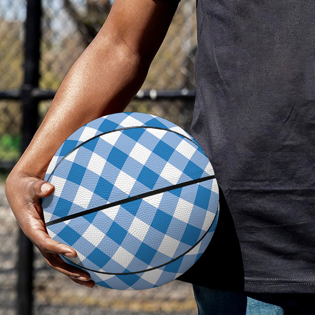 Steel Blue And White Gingham Print Basketball
