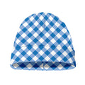 Steel Blue And White Gingham Print Beanie