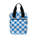Steel Blue And White Gingham Print Bible Tote Bag