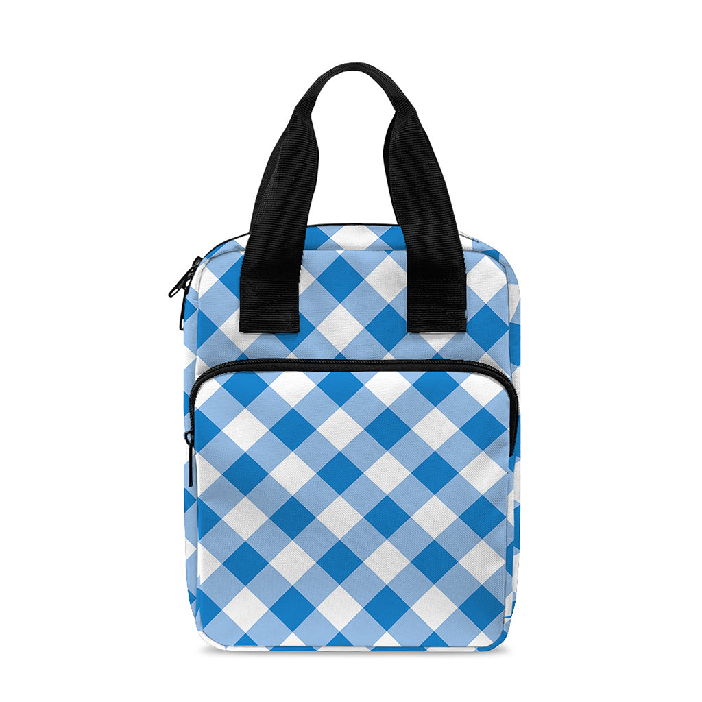 Steel Blue And White Gingham Print Bible Tote Bag