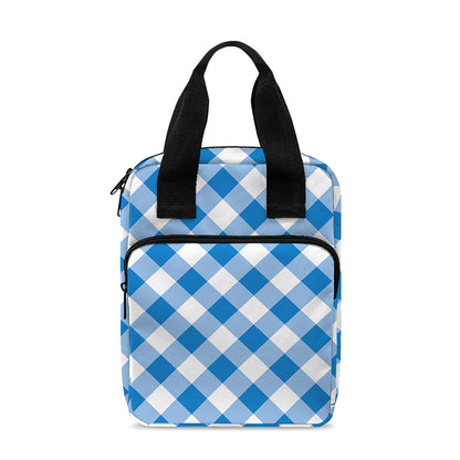 Steel Blue And White Gingham Print Bible Tote Bag