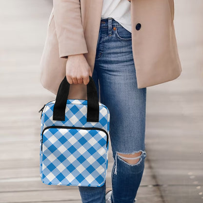 Steel Blue And White Gingham Print Bible Tote Bag