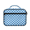 Steel Blue And White Gingham Print Briefcase Bible Bag