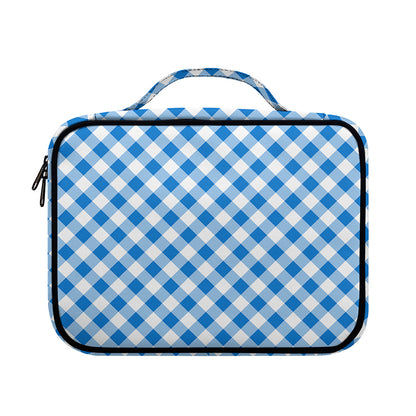 Steel Blue And White Gingham Print Briefcase Bible Bag