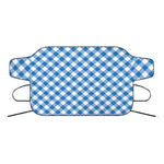 Steel Blue And White Gingham Print Car Windshield Snow Cover