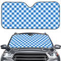 Steel Blue And White Gingham Print Car Windshield Sun Shade