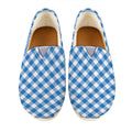 Steel Blue And White Gingham Print Casual Shoes