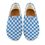 Steel Blue And White Gingham Print Casual Shoes