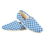 Steel Blue And White Gingham Print Casual Shoes