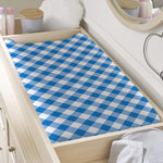 Steel Blue And White Gingham Print Changing Pad Cover