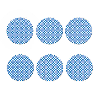 Steel Blue And White Gingham Print Coaster Set