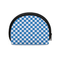 Steel Blue And White Gingham Print Coin Purse