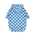 Steel Blue And White Gingham Print Dog Zip Up Hoodie