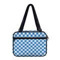 Steel Blue And White Gingham Print Double Strap Bible Bag