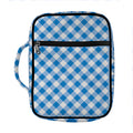 Steel Blue And White Gingham Print Front Pocket Bible Bag